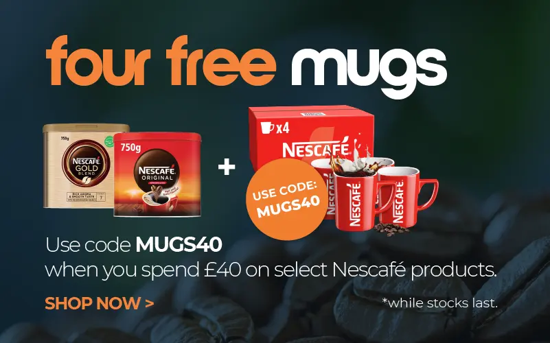 Spend 40 on select Nescafe products and claim a free box of Nescafe mugs with code MUGS40.